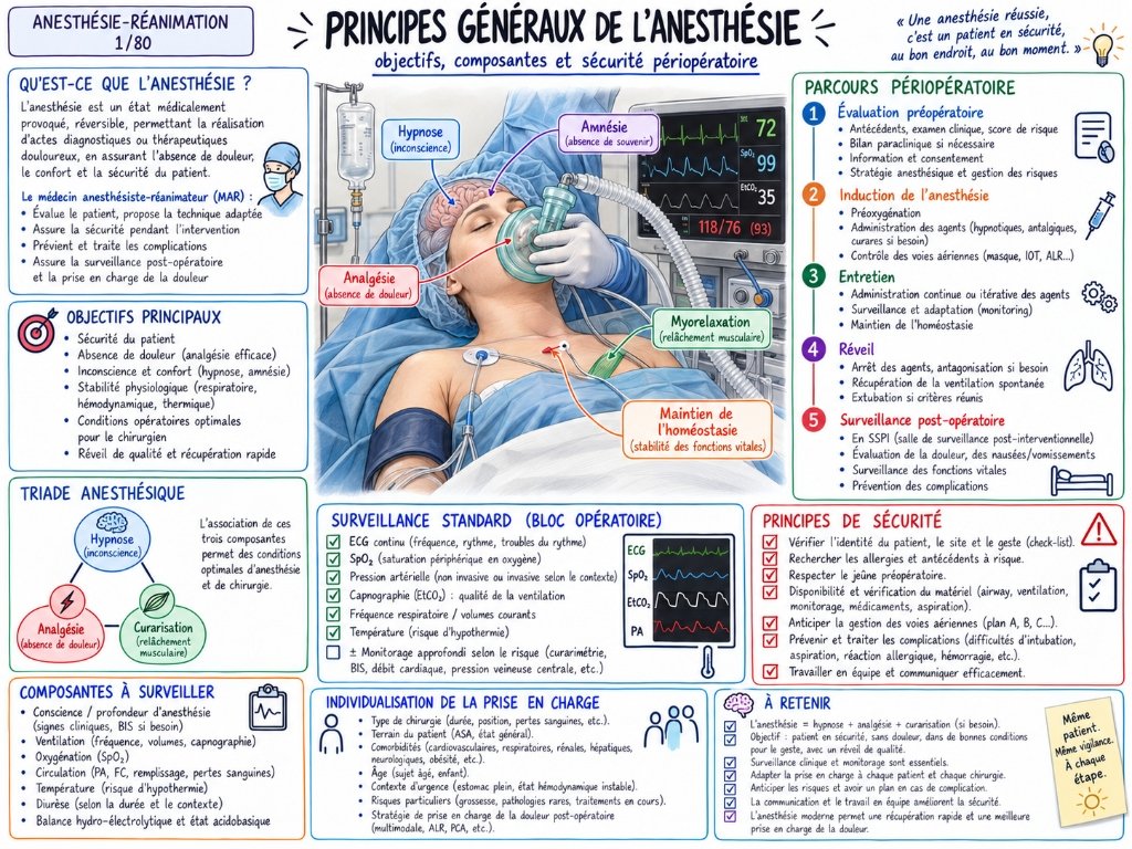 Principes généraux de l'anesthésie — Objectifs, composantes et sécurité périopératoire