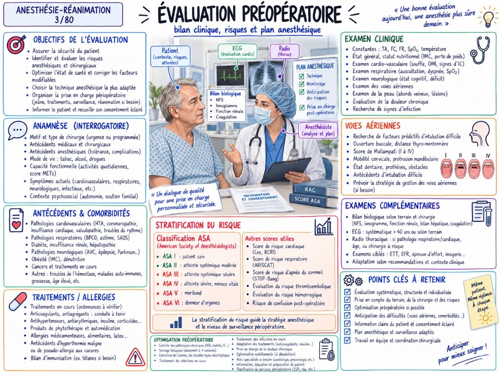 Évaluation préopératoire — Bilan clinique, risques et plan anesthésique