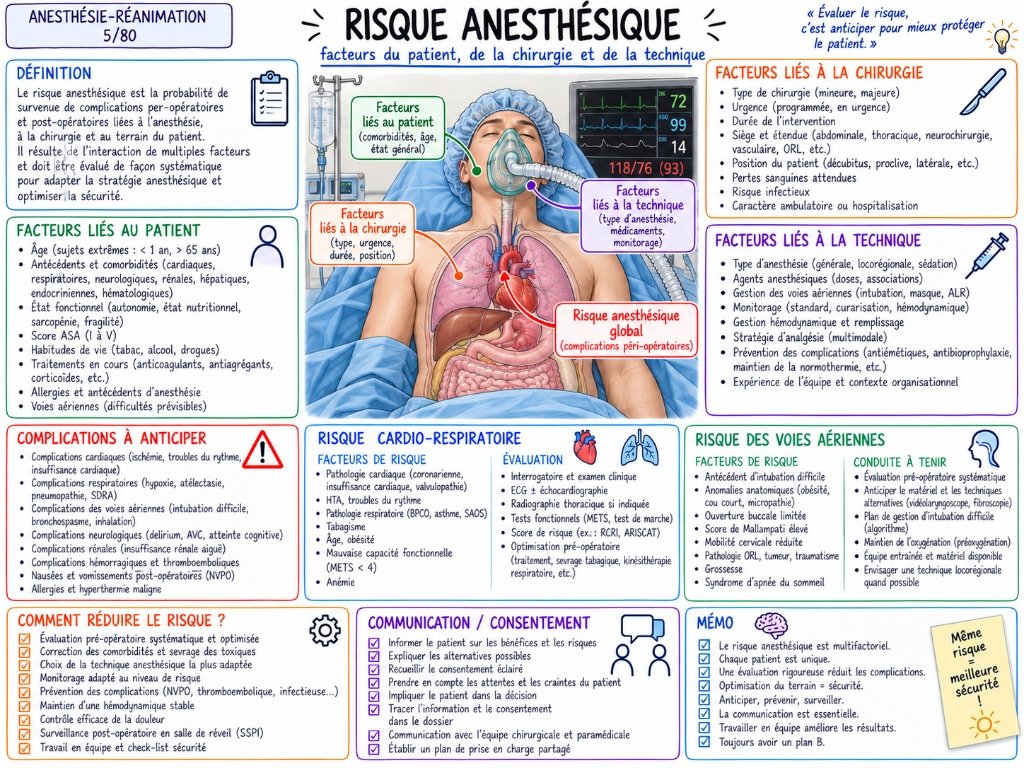 Risque anesthésique — Facteurs du patient, de la chirurgie et de la technique