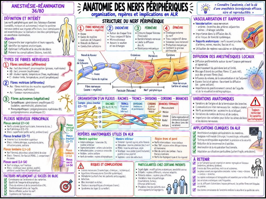 Anatomie des nerfs périphériques — Organisation, repères et implications en ALR