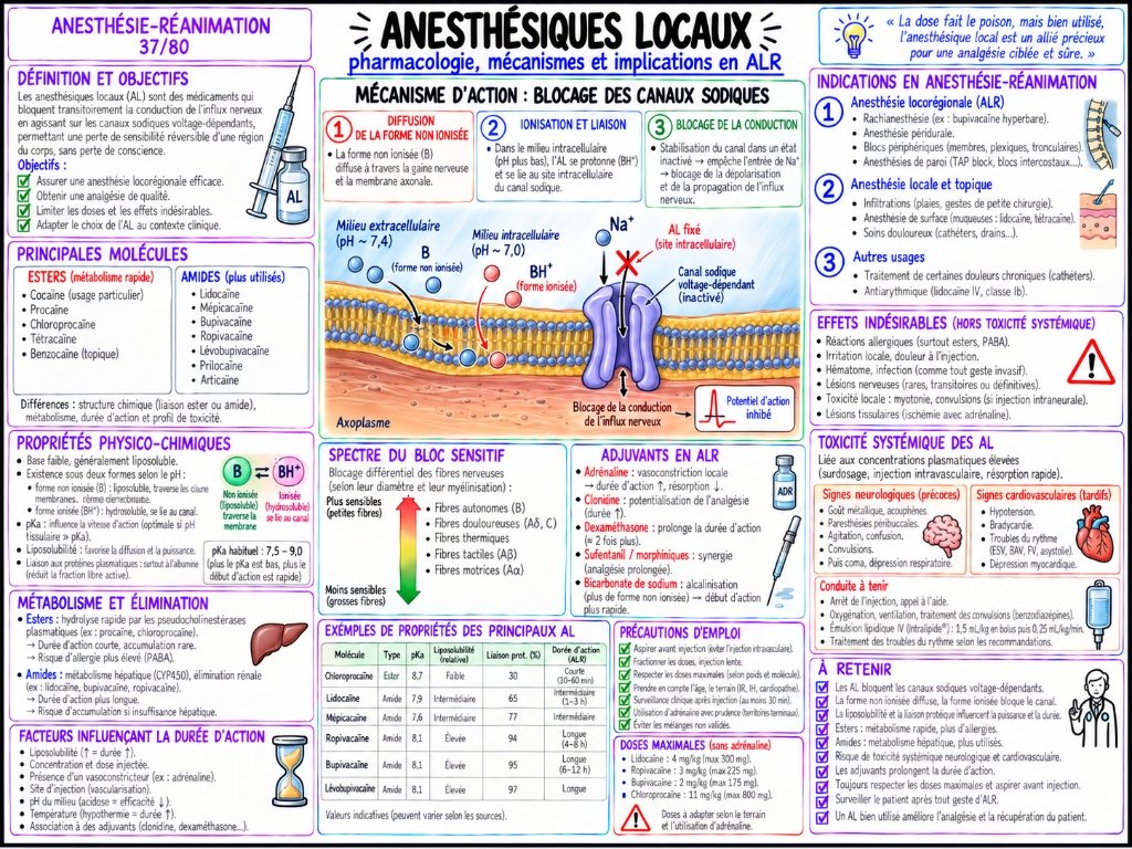 Anesthésiques locaux — Pharmacologie, mécanismes et implications en ALR