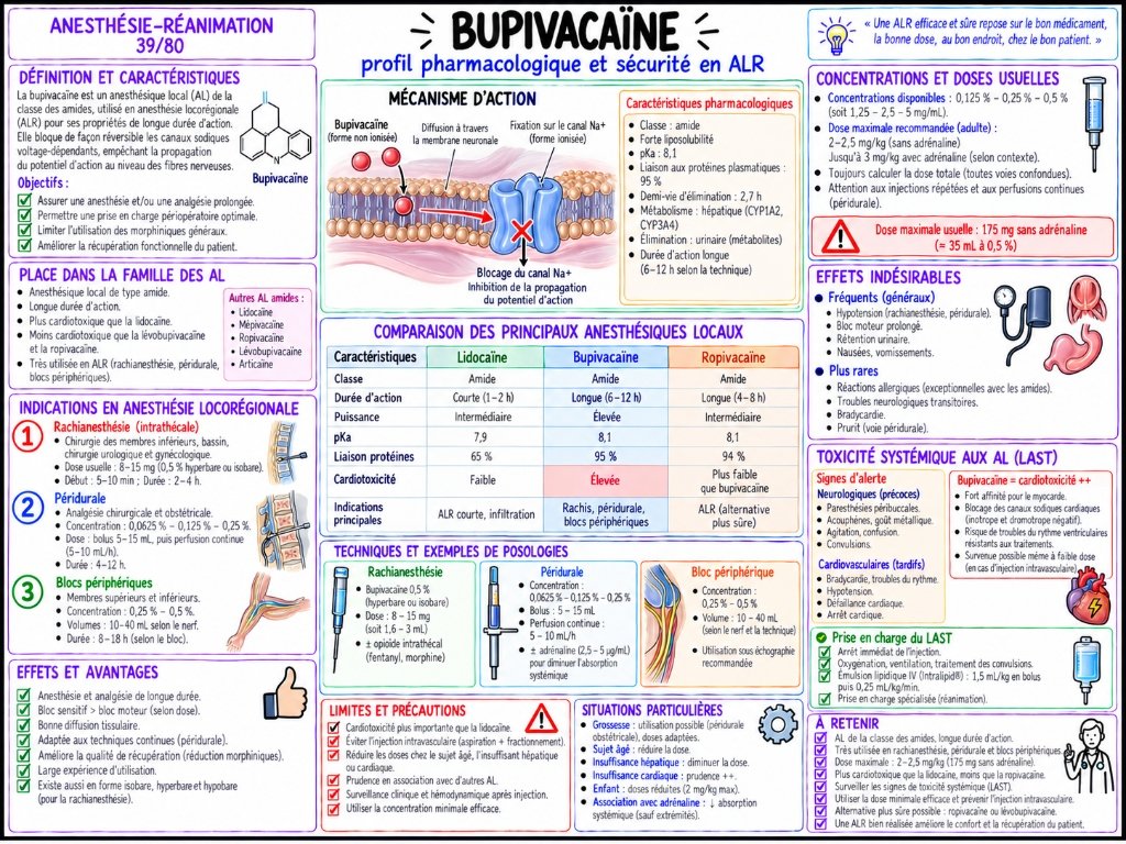 Bupivacaïne — Profil pharmacologique et sécurité en ALR
